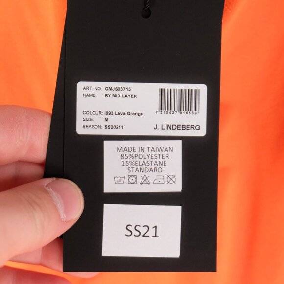 J.Lindeberg RY Mid Layer Shirt Mens Medium Lava Orange Quick Dry Stretch Golf - Picture 10 of 11
